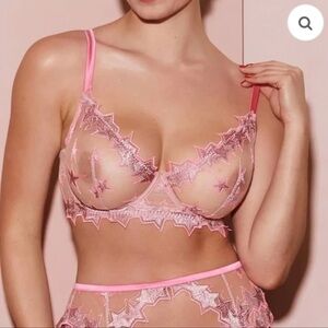 Fleur du Mal fuller cup Superstar Embroidery Demi Bra - Pink Lemonade